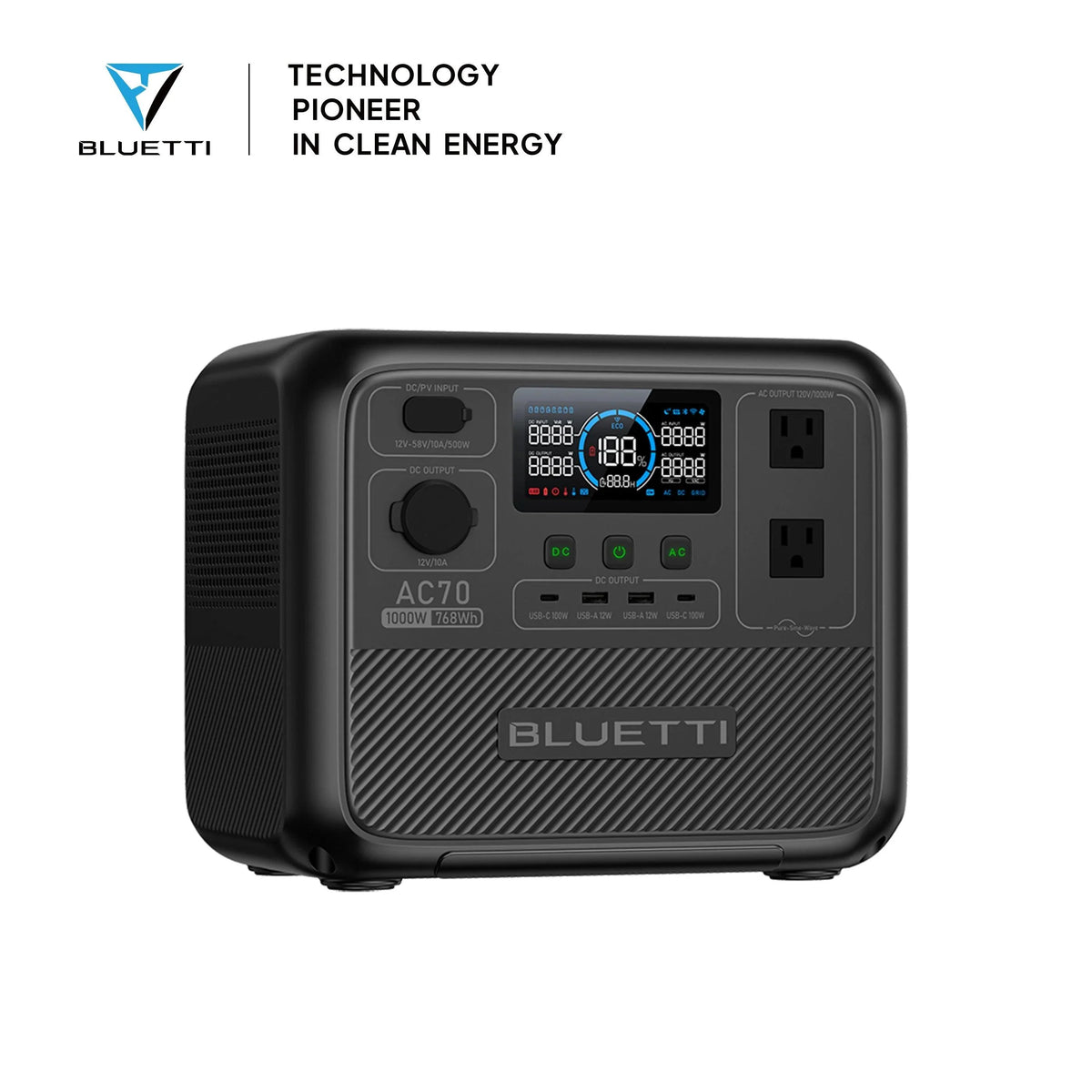BLUETTI AC70 Portable Power Station | 1000W 768Wh, Generator for Road Trip, Off-grid, Power Outage