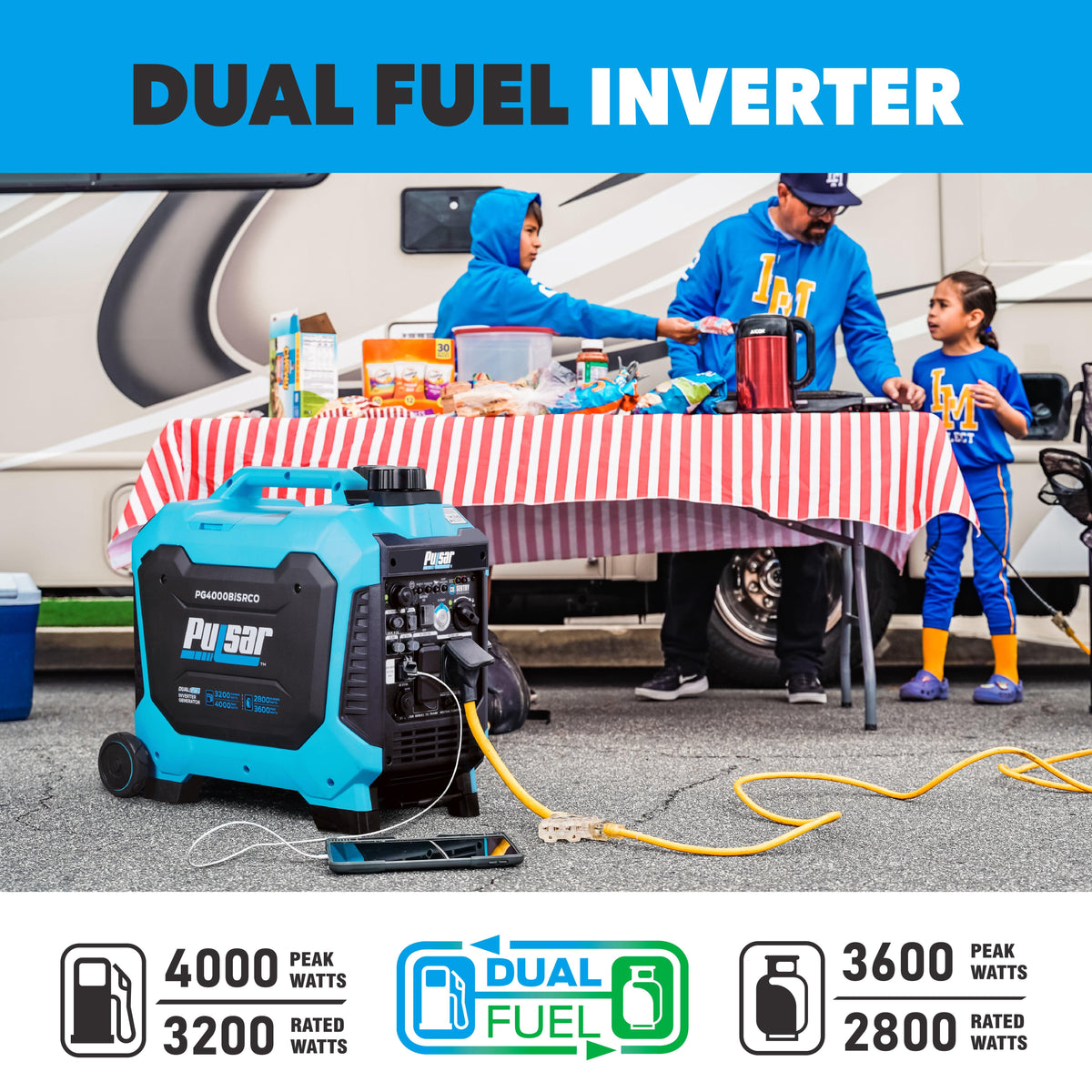 Pulsar 4000W Dual Fuel Inverter Generator – Clean Power with CO Safety Shutoff-3