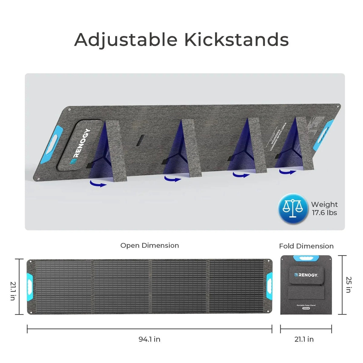 Renogy 200W Portable Solar Panel – IP65 Waterproof Foldable Solar Charger for Power Station, RV & Camping