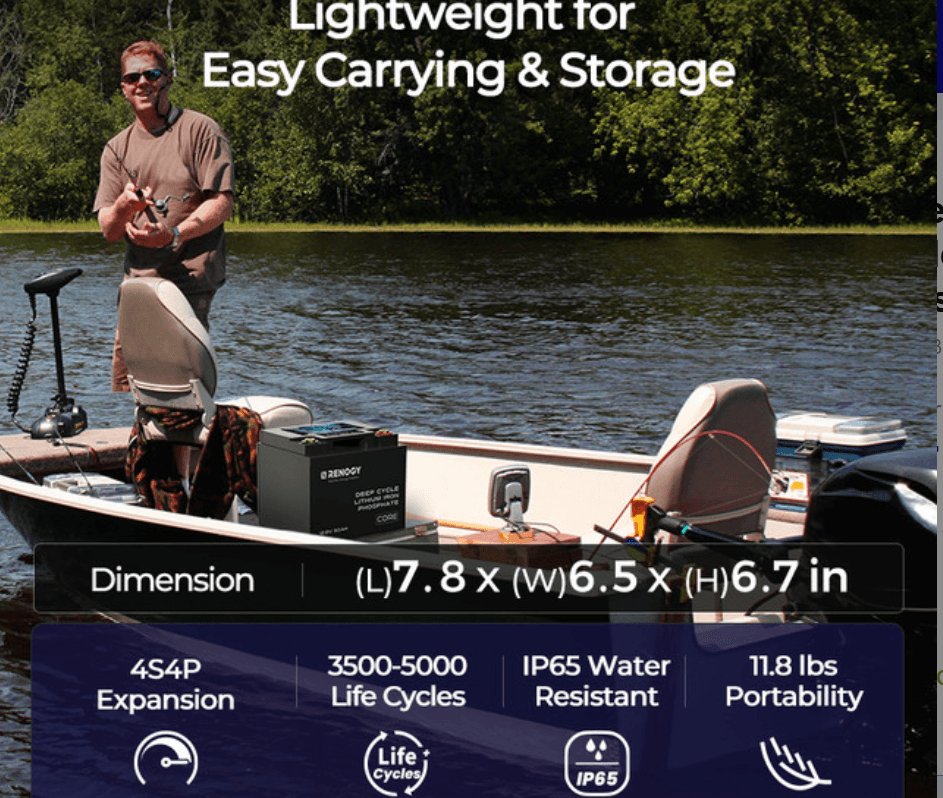 Renogy Core 12V 50Ah LiFePO4 Deep Cycle Battery – Lightweight Lithium Power Solution-3