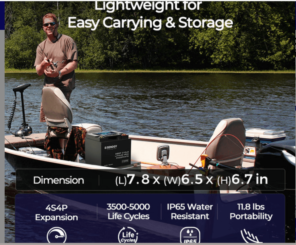 Renogy Core 12V 50Ah LiFePO4 Deep Cycle Battery – Ultra-Compact Lightweight Lithium Power-3
