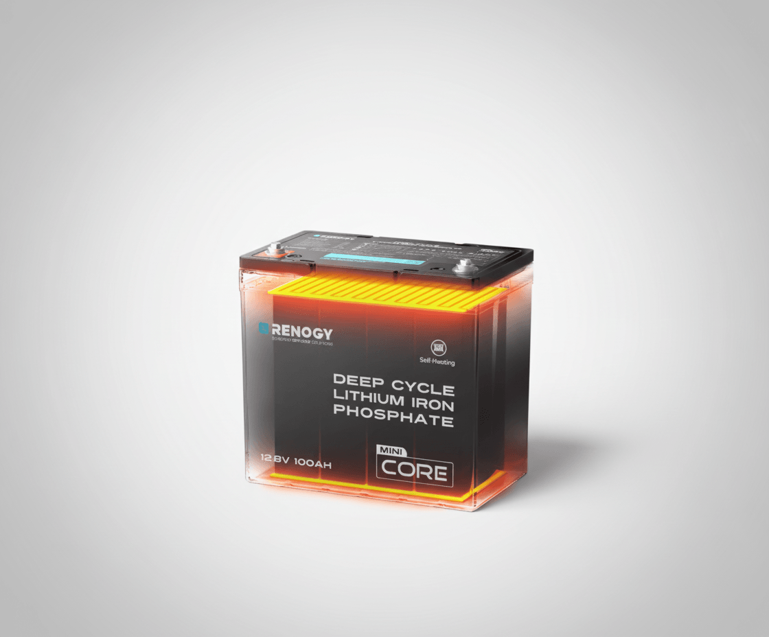 Renogy DuoHeat Tech Core Mini 12V 100Ah LiFePO4 Heated Deep Cycle Battery-1
